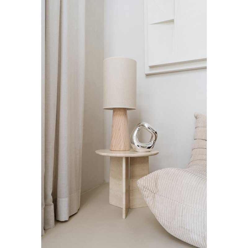 Studio Femme Home Exclusieve tafellamp Fay met houten voet en linnen kap