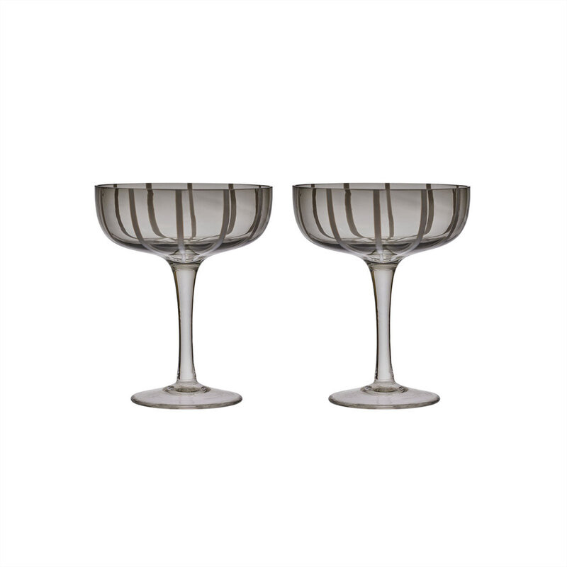 OYOY LIVING Mizu Coupe Glas  Set van 2  Grijs