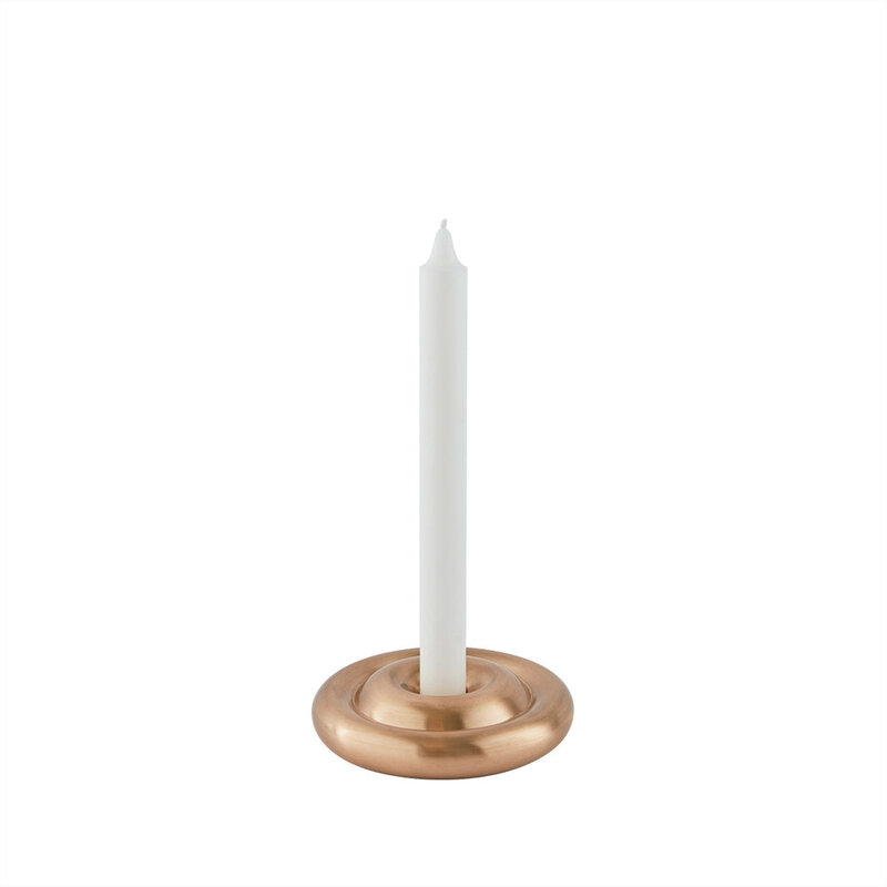 OYOY LIVING Candlestick Savi Solid Brass Low Brushed Brass