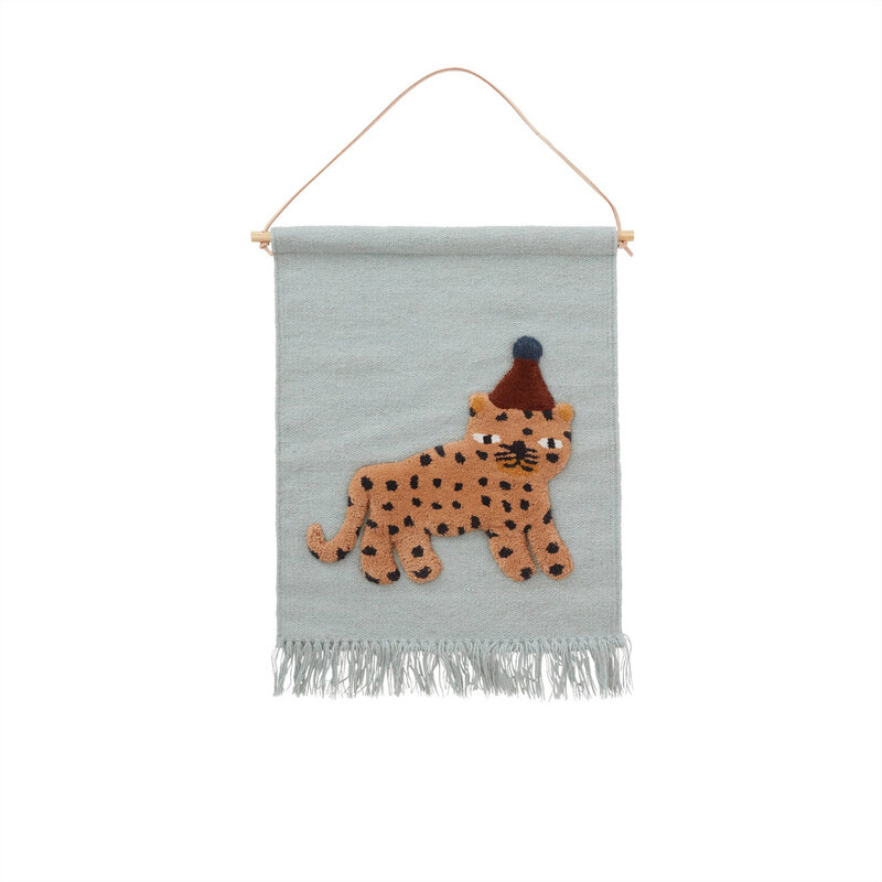 OYOY MINI Wandkleed Leopard Dusty Blauw