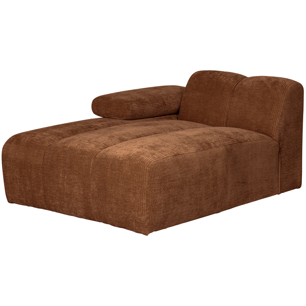 WOOOD-collectie Mojo Chaise Longue Element Links Geweven Ribstof Roest Bruin