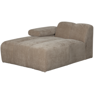 WOOOD Mojo Chaise Longue Element Links Geweven Ribstof Donker Zand