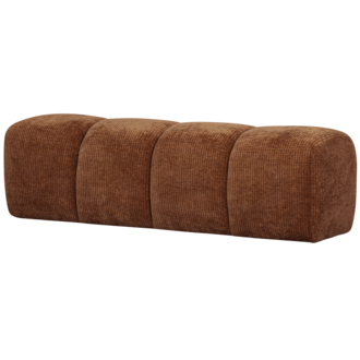 WOOOD Mojo Bankje 160Cm Geweven Ribstof Roest Bruin