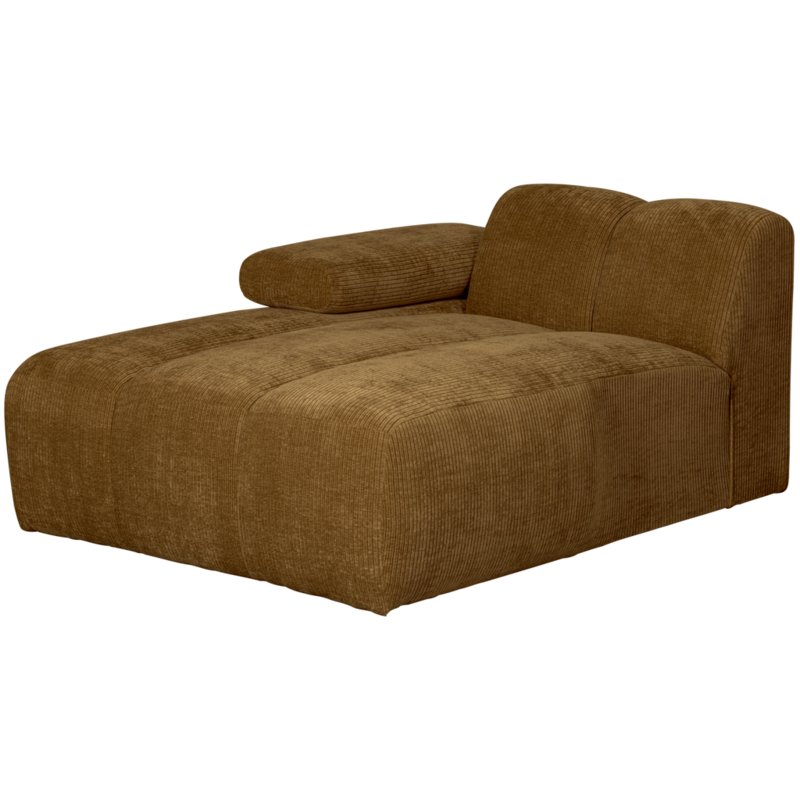 WOOOD-collectie Mojo Chaise Longue Element Links Geweven Ribstof Honing Geel