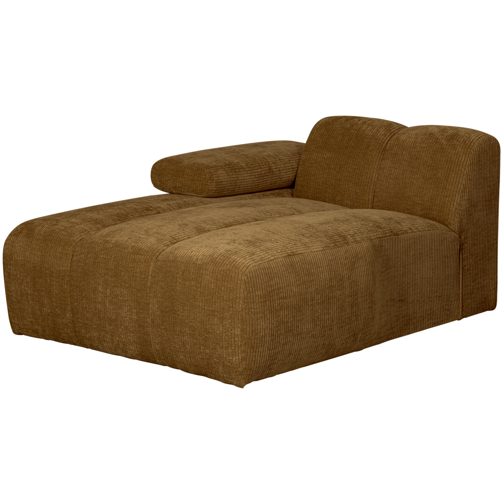WOOOD-collectie Mojo Chaise Longue Element Links Geweven Ribstof Honing Geel
