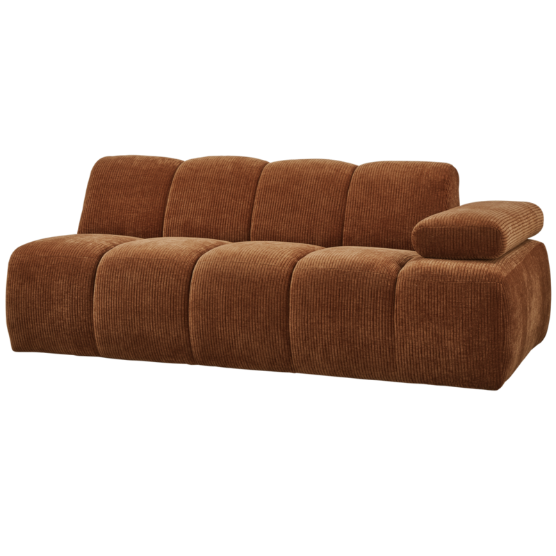 WOOOD-collectie Mojo 2-Zits Met Arm Rechts Geweven Ribstof Roest Bruin