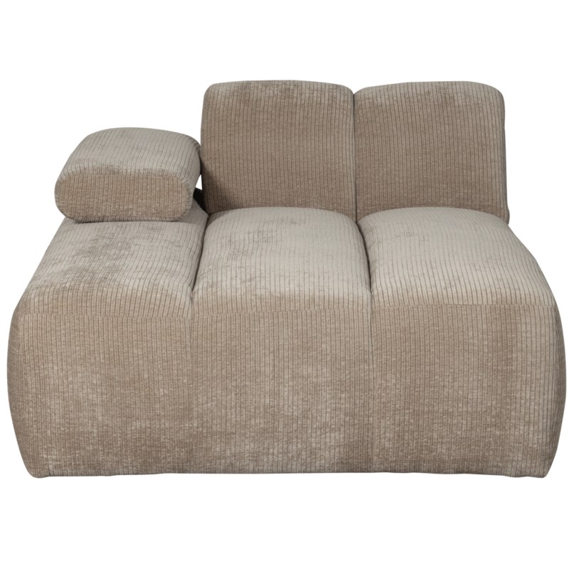 WOOOD-collectie Mojo Chaise Longue Element Links Geweven Ribstof Donker Zand