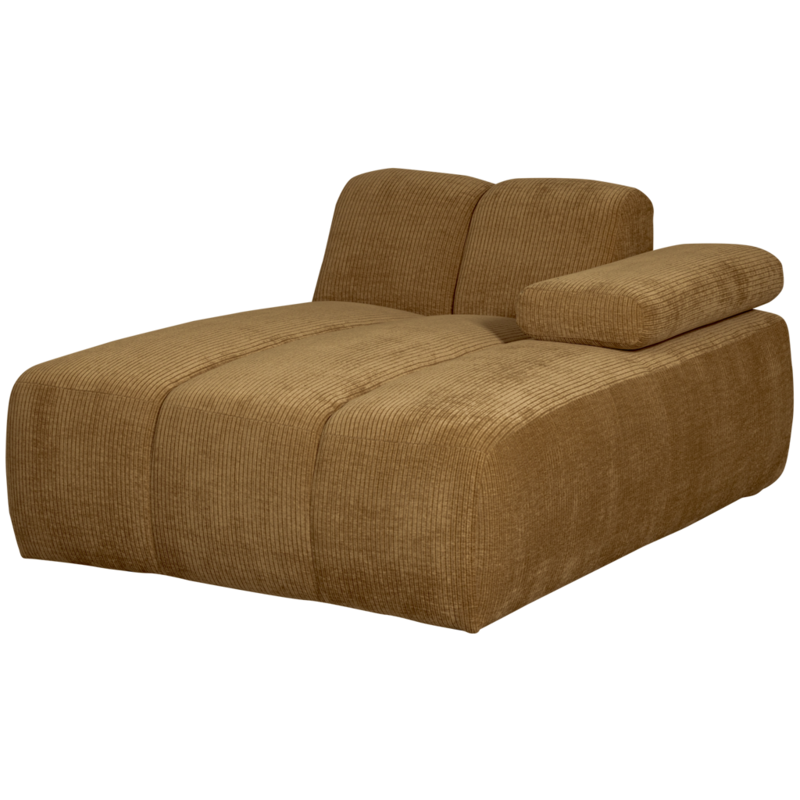 WOOOD-collectie Mojo Chaise Longue Element Rechts Geweven Ribstof Honinggeel
