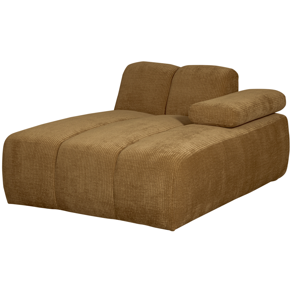 WOOOD-collectie Mojo Chaise Longue Element Rechts Geweven Ribstof Honinggeel