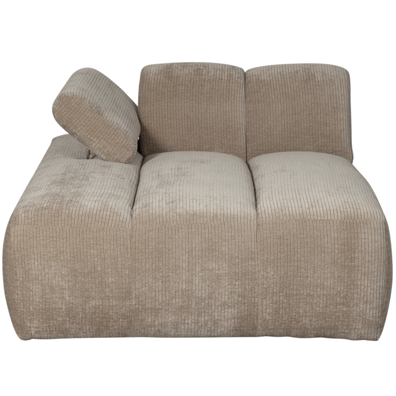 WOOOD-collectie Mojo Chaise Longue Element Links Geweven Ribstof Donker Zand