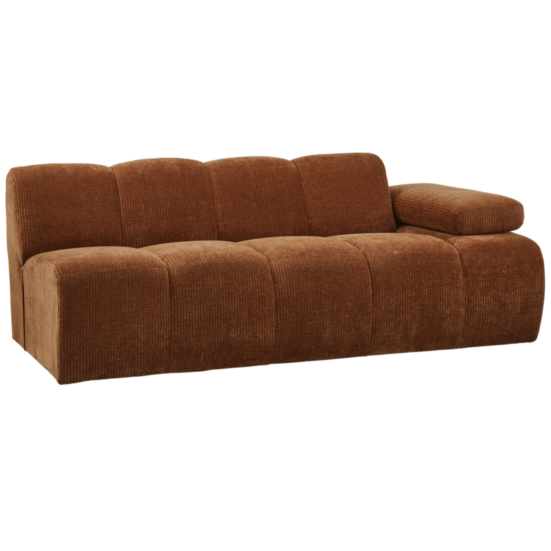 WOOOD-collectie Mojo 2-Zits Met Arm Rechts Geweven Ribstof Roest Bruin