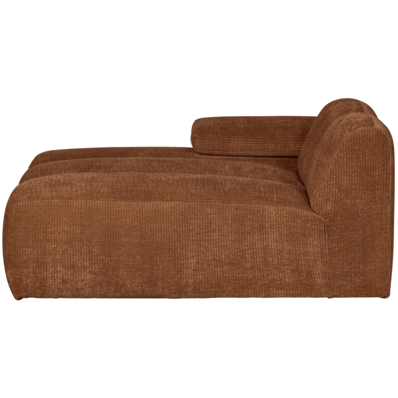 WOOOD-collectie Mojo Chaise Longue Element Links Geweven Ribstof Roest Bruin