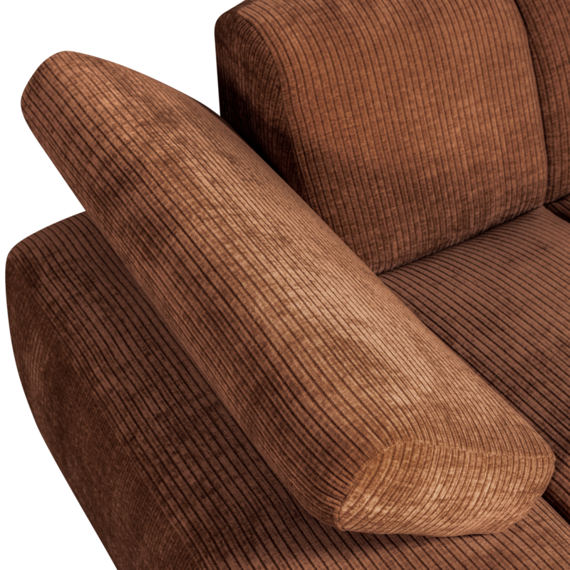 WOOOD-collectie Mojo Chaise Longue Element Links Geweven Ribstof Roest Bruin
