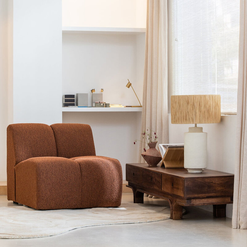 WOOOD-collectie Mojo 1-Zits Boucle Roest Bruin Melange