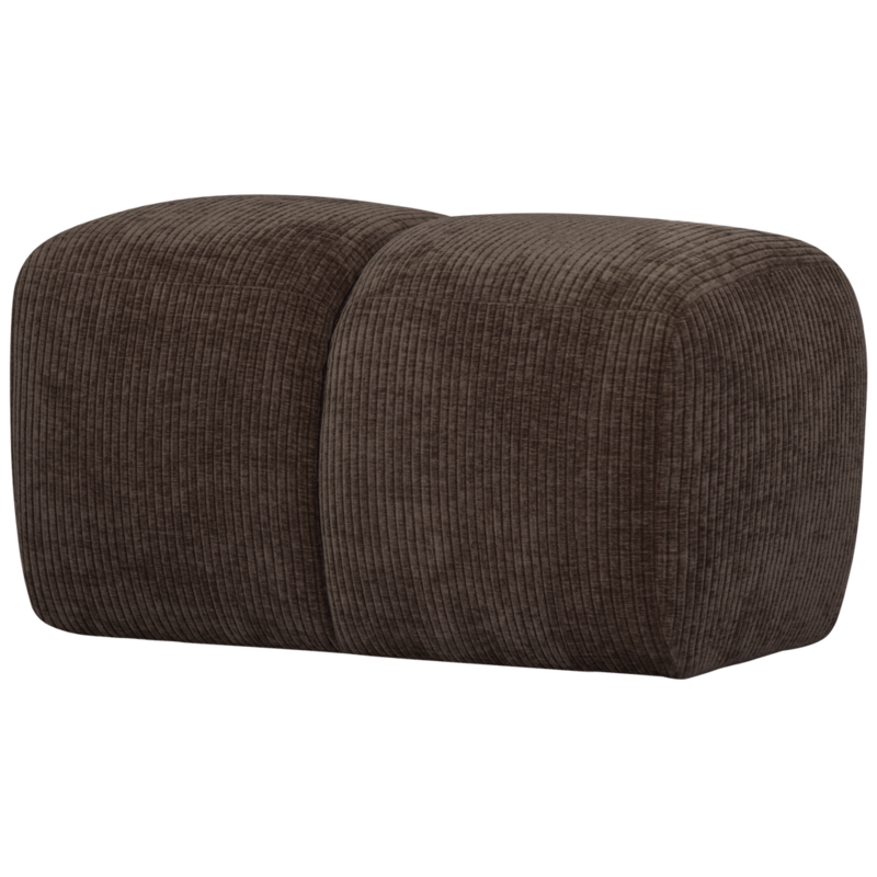 WOOOD-collectie Mojo Poef 45X80X60Cm Geweven Ribstof Bruin
