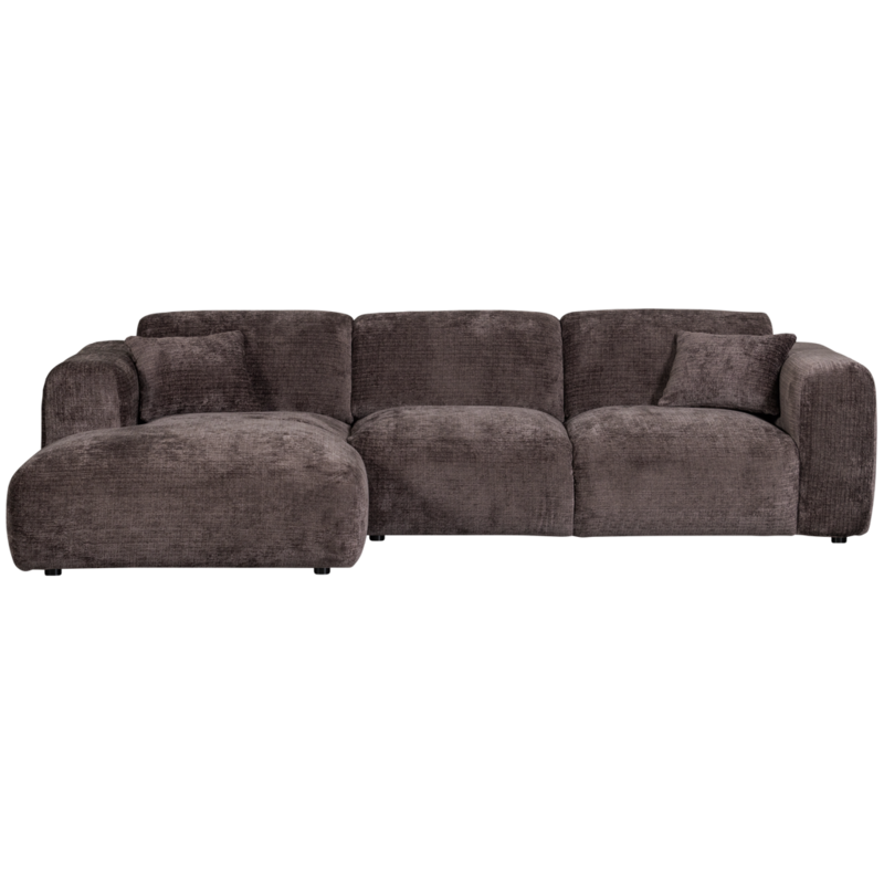 WOOOD-collectie Cloud Chaise Longue Links Geweven Chenille Warm Bruin