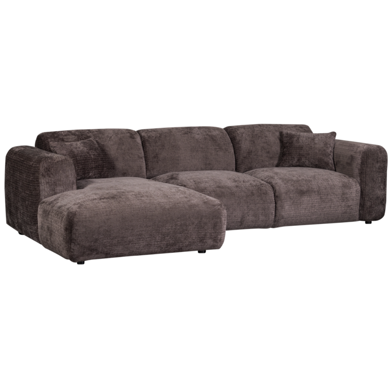 WOOOD-collectie Cloud Chaise Longue Links Geweven Chenille Warm Bruin