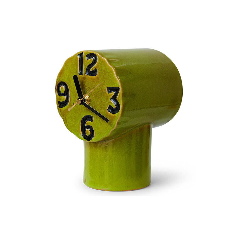 HKLIVING-collectie Retro ceramic clock olive