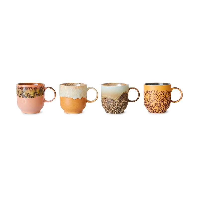 HKLIVING-collectie 70s servies: café mokken cape - set van 4