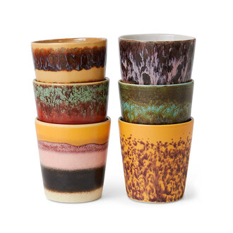 HKLIVING 70s ceramics: coffee mugs valley (set of 6)