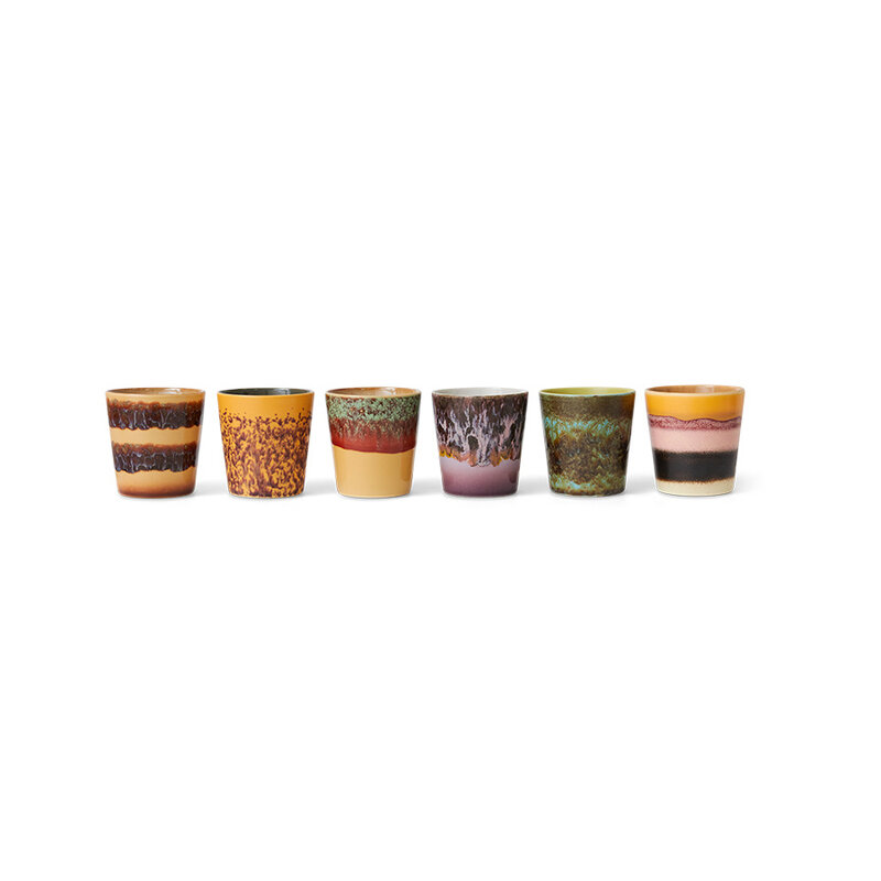 HKLIVING-collectie 70s ceramics: coffee mugs valley (set of 6)