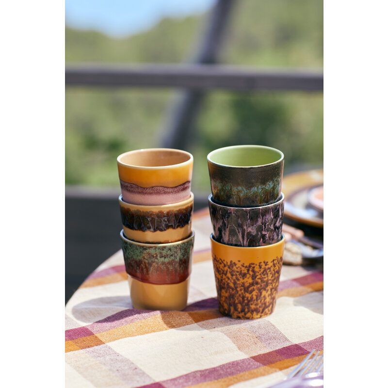 HKLIVING-collectie 70s ceramics: coffee mugs valley (set of 6)