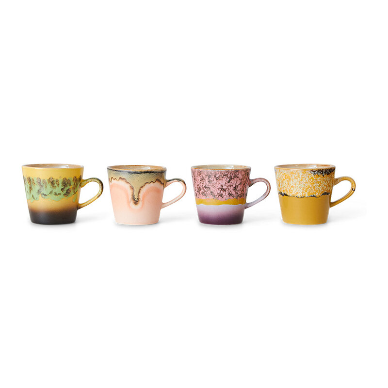 HKLIVING-collectie 70s ceramics: americano mugs radiant (set of 4)