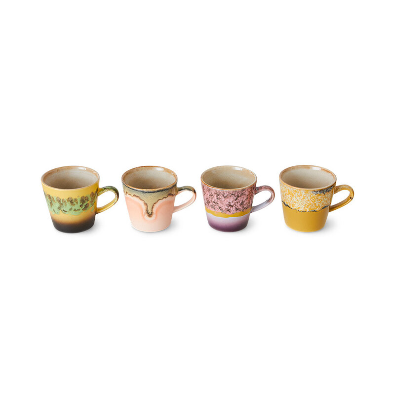 HKLIVING-collectie 70s ceramics: americano mugs radiant (set of 4)