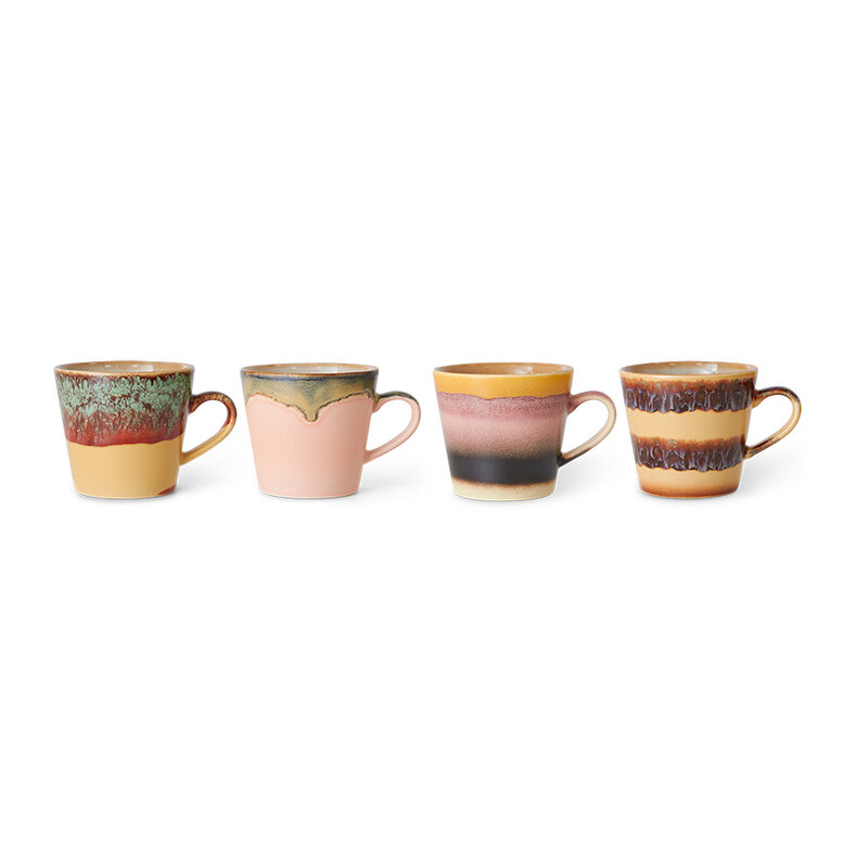 HKLIVING-collectie 70s ceramics: cappuccino mugs vista (set of 4)