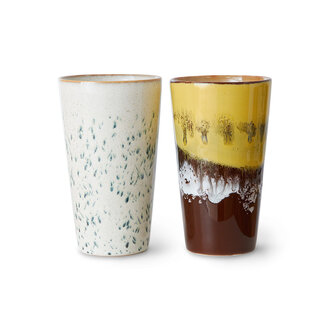 HKLIVING 70s servies: latte mokken brine - set van 2