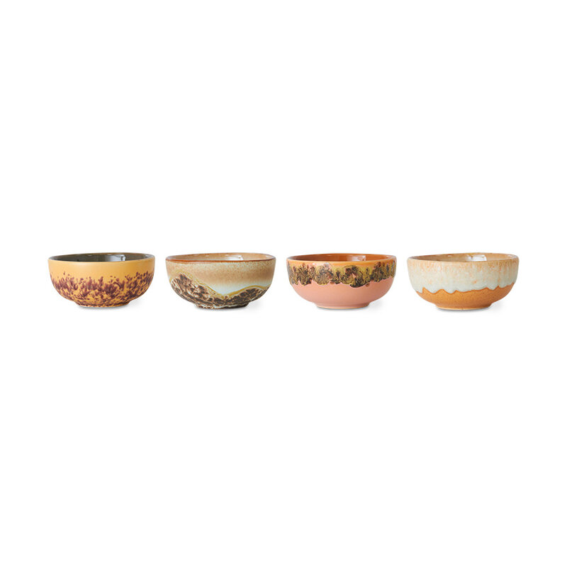HKLIVING-collectie 70s ceramics: XS bowls marine (set of 4)