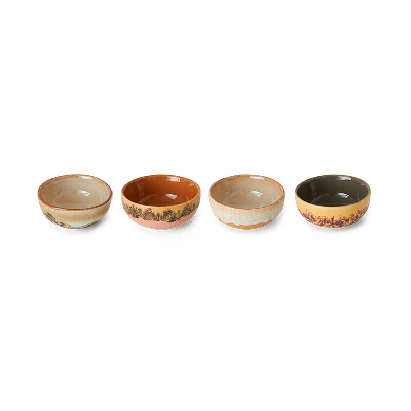 HKLIVING-collectie 70s ceramics: XS bowls marine (set of 4)