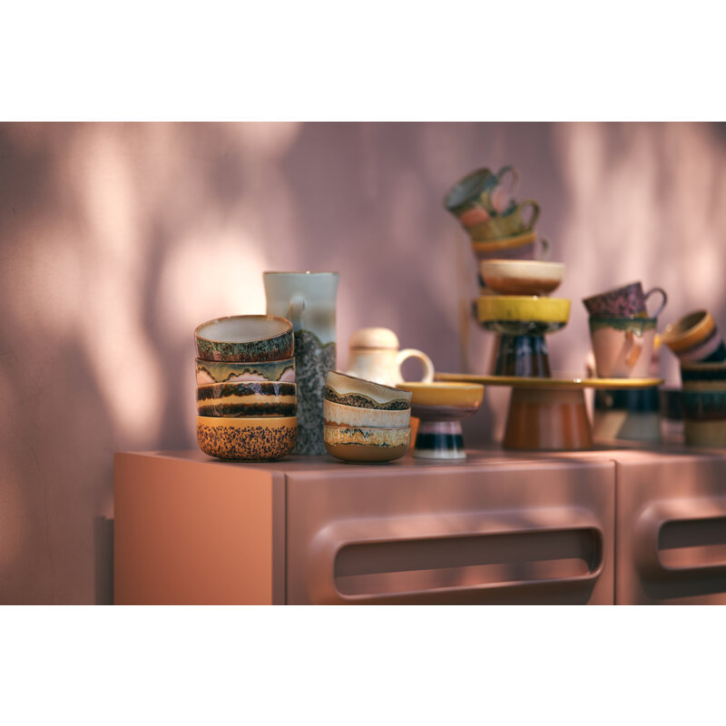 HKLIVING-collectie 70s ceramics: dessert bowls harbour (set of 4)