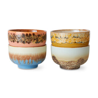 HKLIVING 70s ceramics: noodle bowls seabreeze (set of 4)