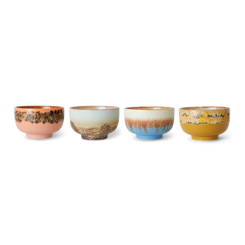 HKLIVING-collectie 70s ceramics: noodle bowls seabreeze (set of 4)