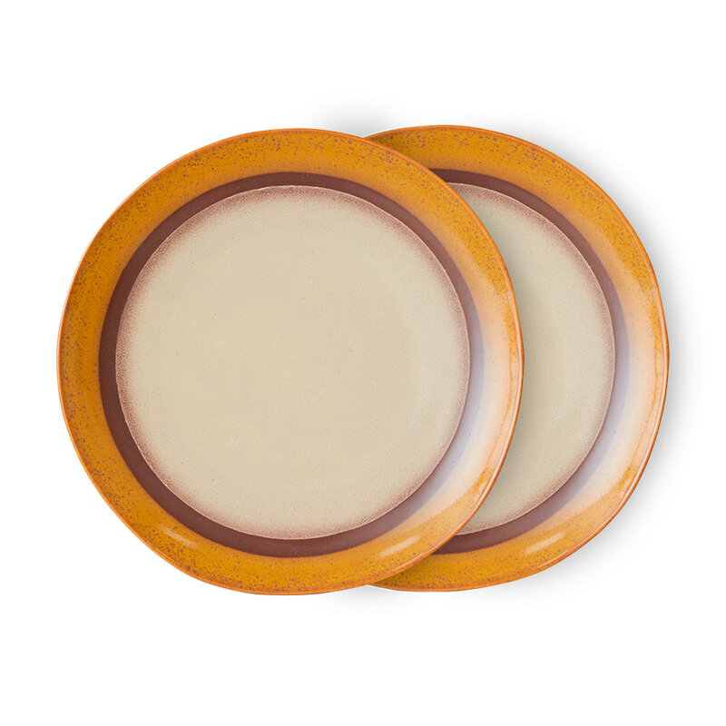 HKLIVING-collectie 70s ceramics: dinner plates coconut (set of 2)