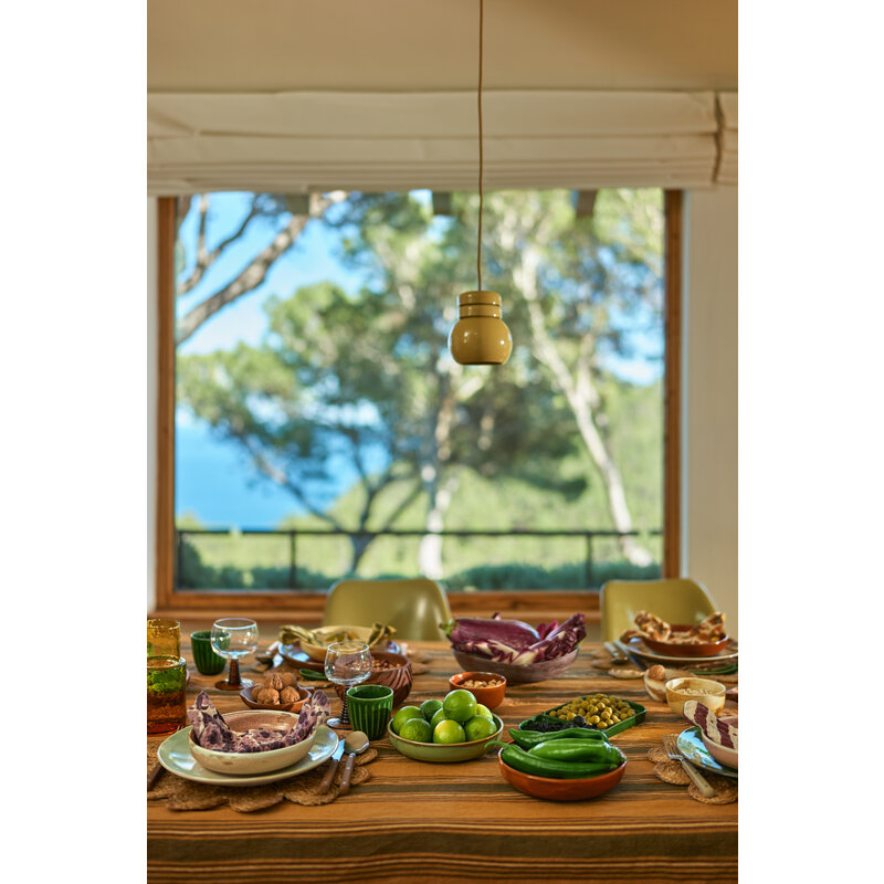 HKLIVING-collectie 70s ceramics: dinner plates palms (set of 2)