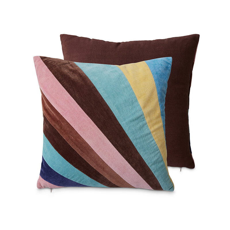 HKLIVING-collectie Striped velvet cushion eventide (45x45cm)