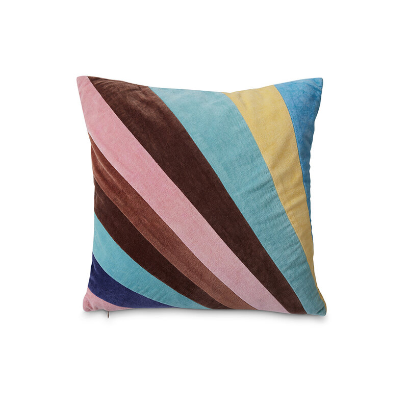 HKLIVING-collectie Striped velvet cushion eventide (45x45cm)