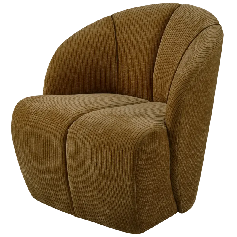 WOOOD-collectie Mojo Draaifauteuil Geweven Ribstof Honing Geel