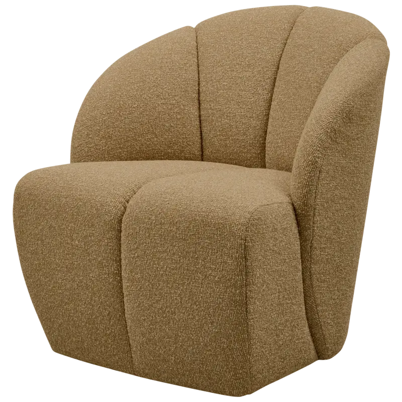 WOOOD-collectie Mojo Draaifauteuil Boucle Geel/Bruin Melange