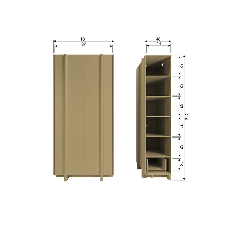 WOOOD-collectie Basu Opbergkast Grenen Moss [Fsc]