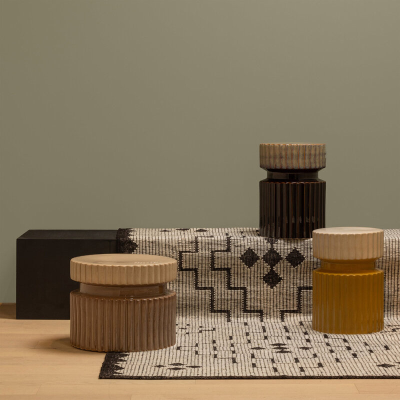 WOOOD-collectie Geer Bijzettafel Keramiek Tan 38Xã˜48Cm