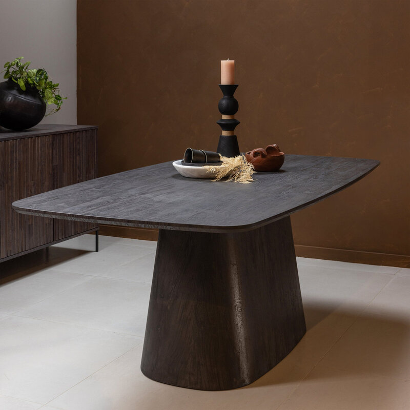 WOOOD-collectie Leah Eettafel Mdf Donkerbruin 200X105Cm