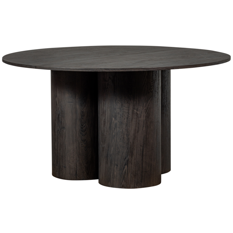 WOOOD-collectie Oona Eettafel Rond Met 3-Poot Mdf Donkerbruin dia: 140Cm