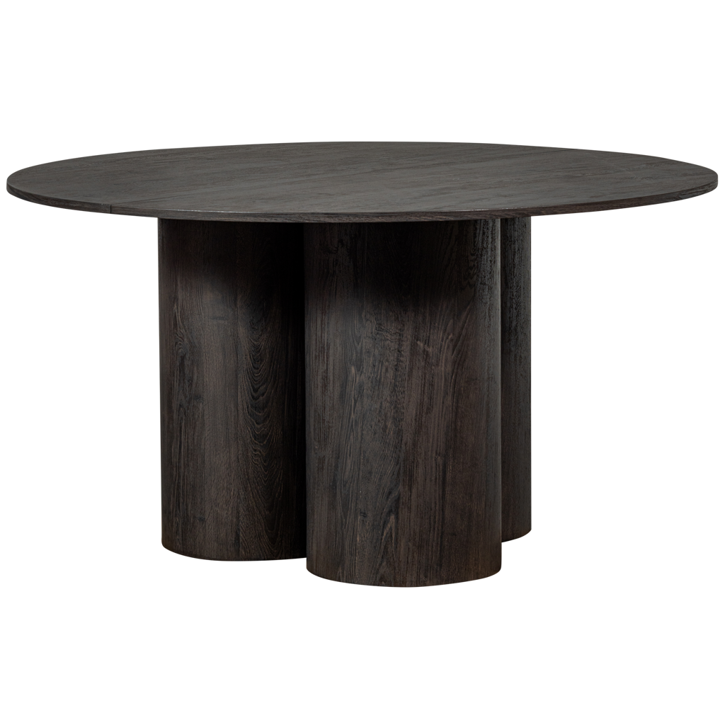 WOOOD-collectie Oona Eettafel Rond Met 3-Poot Mdf Donkerbruin dia: 140Cm