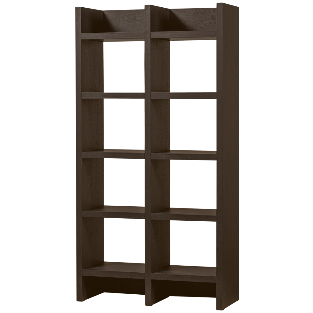 WOOOD-collectie Timo Open Kast Mdf Donkerbruin 195X100X40Cm