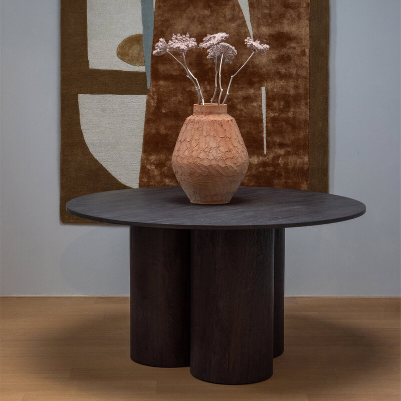 WOOOD-collectie Oona Eettafel Rond Met 3-Poot Mdf Donkerbruin dia: 140Cm