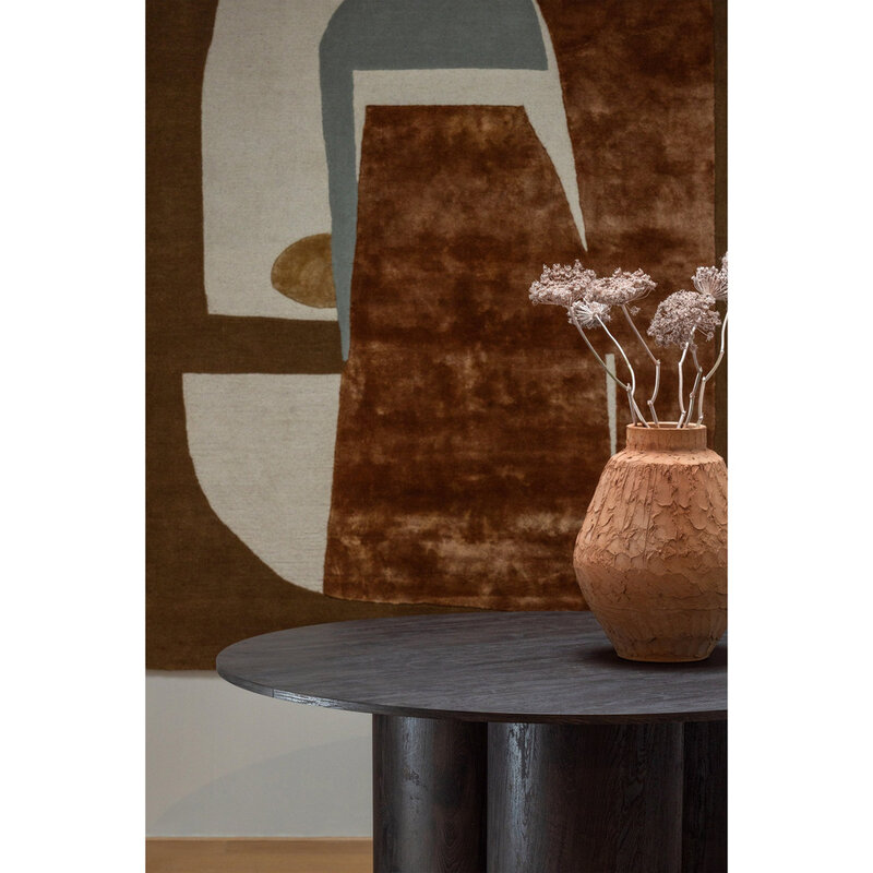 WOOOD-collectie Oona Eettafel Rond Met 3-Poot Mdf Donkerbruin dia: 140Cm