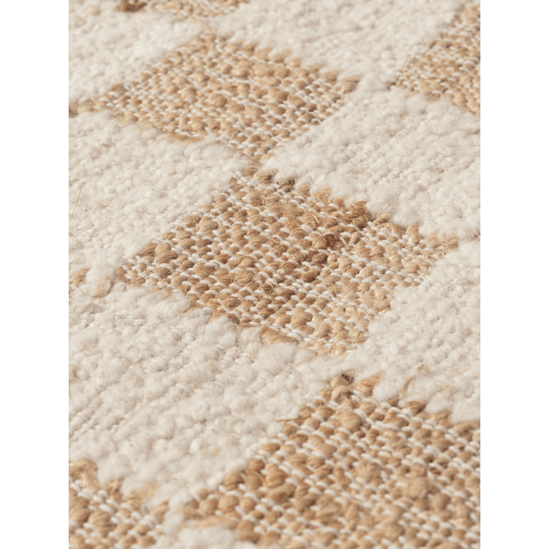 ferm LIVING-collectie Geruit wollen jute vloerkleed 140 x 200 gebroken wit/natura